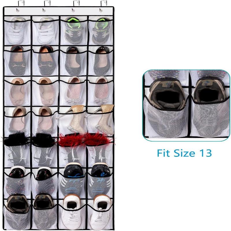 Over The Door Shoe Rack With 24/28/35/40 Large Mesh Pockets Hanging Shoe Organizer For Closet Hanging Shoe Rack Holder Hanger