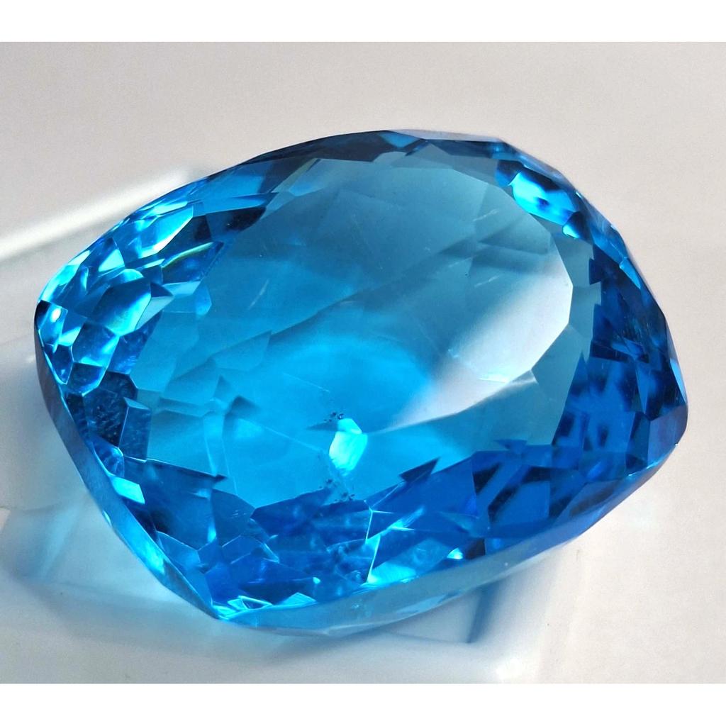 100-102 Ct Lab Created Blue Topaz Cushion Cut Fabulous Certified Loose Gemstone