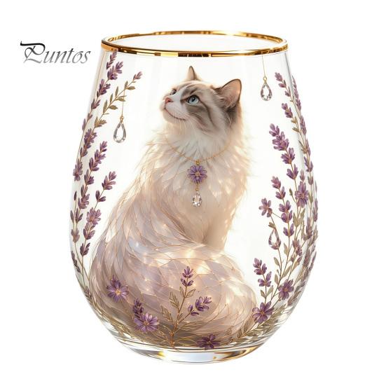Retro Enamel Style Cup Hand Painted Glass Tumbler, Egg Shaped with Gold Rim, Clear Lead-Free Ocean Turtle Pattern Mug for Tea Coffee Wine Juice