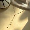 Waterproof 18k Gold Plated Y Shaped Stainless Steel Necklace Fashion Layered Chain Pendants Necklaces for Women