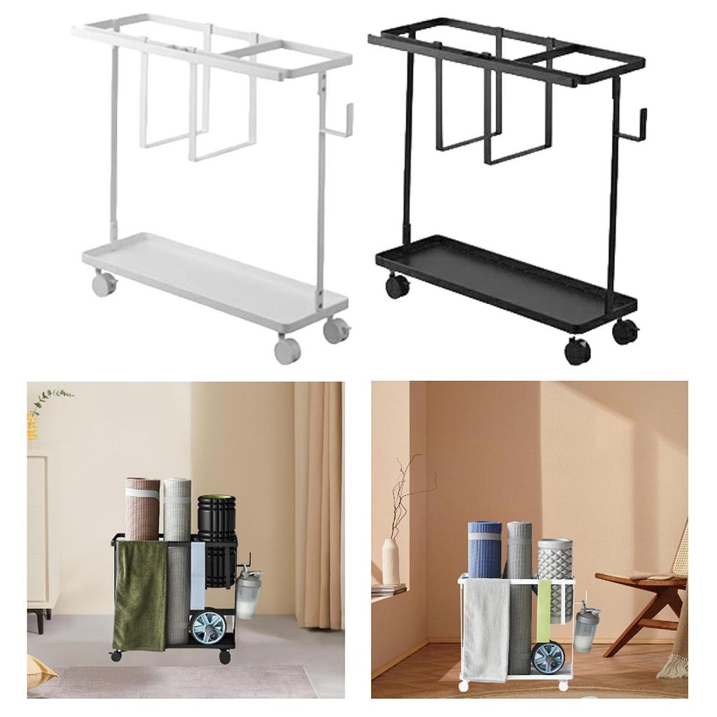 Yoga Mat Storage Rack Cart Dumbbell for Kettlebells Resistance Bands White