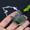 Natural Nepharite, Malachite Handmade 925 Sterling Silver Necklace 18" V3s96