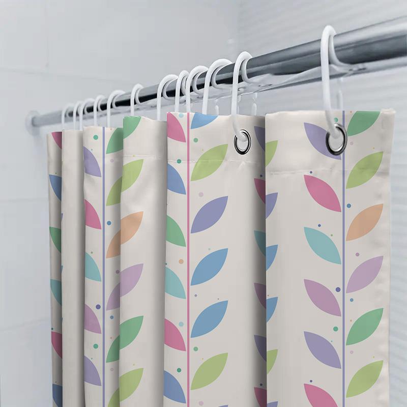 Colorful Floral Shower Curtain White Pink Blue Green Purple Bathroom Decor For Home Decoration Waterproof Bath Mat Sets 72 X 78