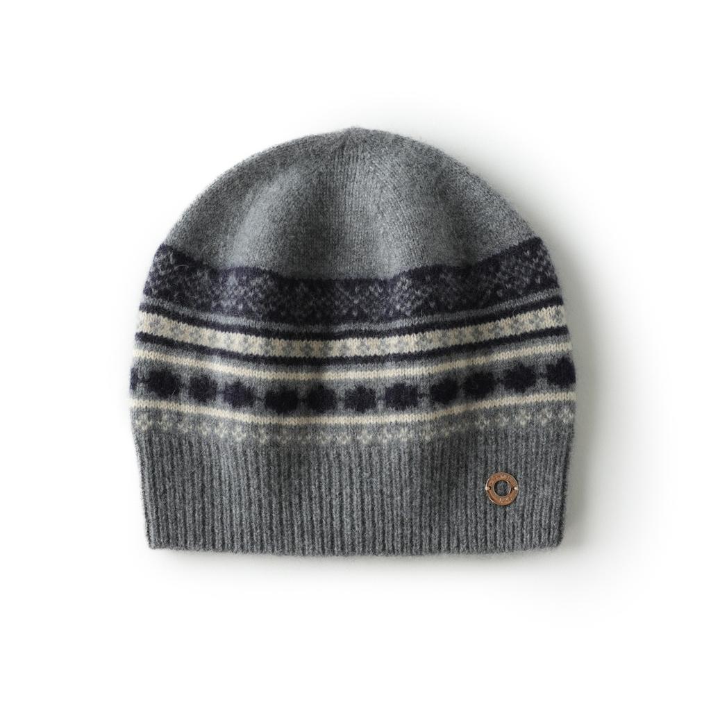 Pure cashmere retro Fair Island jacquard knitted hat men's and women's autumn and winter warm wool hat bag head cold hat