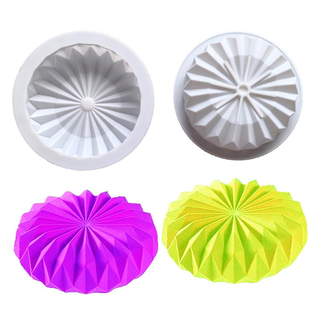 1 Pc 15 Pleated Chocolate Chips Pleated Silicone Mousse Mold, Round Origami Cake Edge Decoration DIY Baking