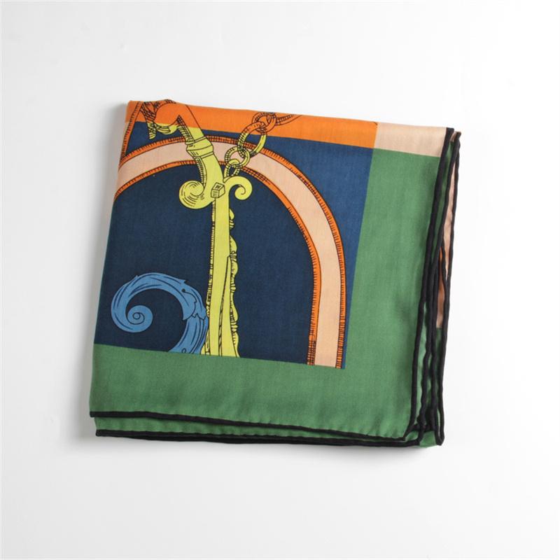 POBING Silk Cashmere Scarf Women Hand Rolled Saddle Belt Print Square Scarves Wraps Bandana Big Hijabs Female Foulard 135CM