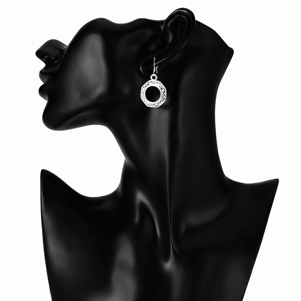 925 Sterling Silver Round Hanging Piercing Earrings Fashionable Wedding Jewelry