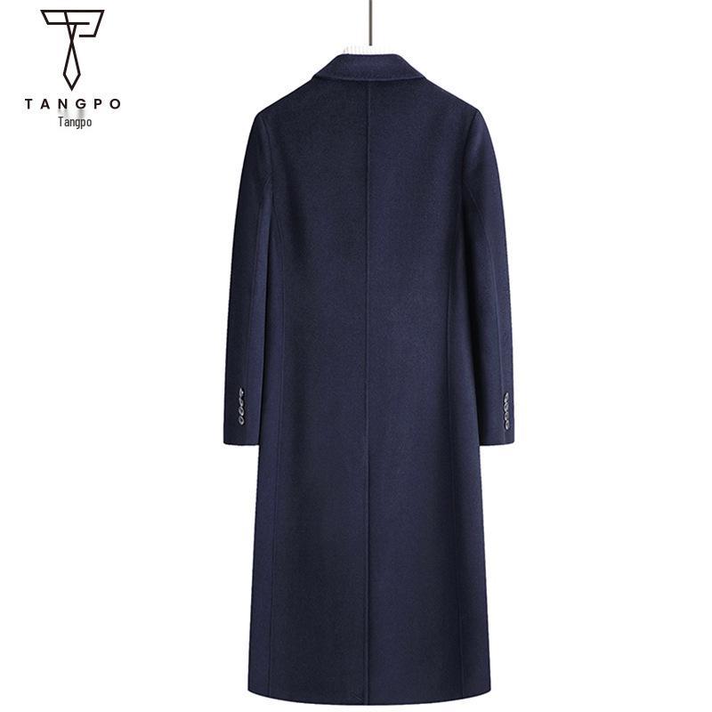 Men’s Double-Breasted Wool Trench Coat - Long Over-the-Knee Suit Collar for Autumn and Winter