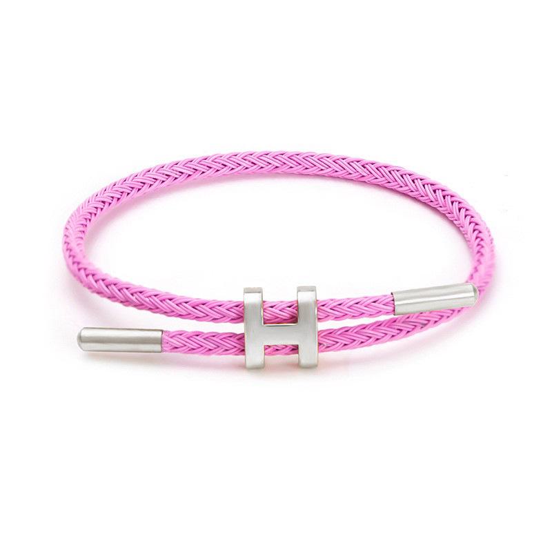 Bracciale in Acciaio a Forma di H: Acciaio Inossidabile Regolabile, Oro 3D, Impermeabile, Resistente al Sudore, Design a Corda