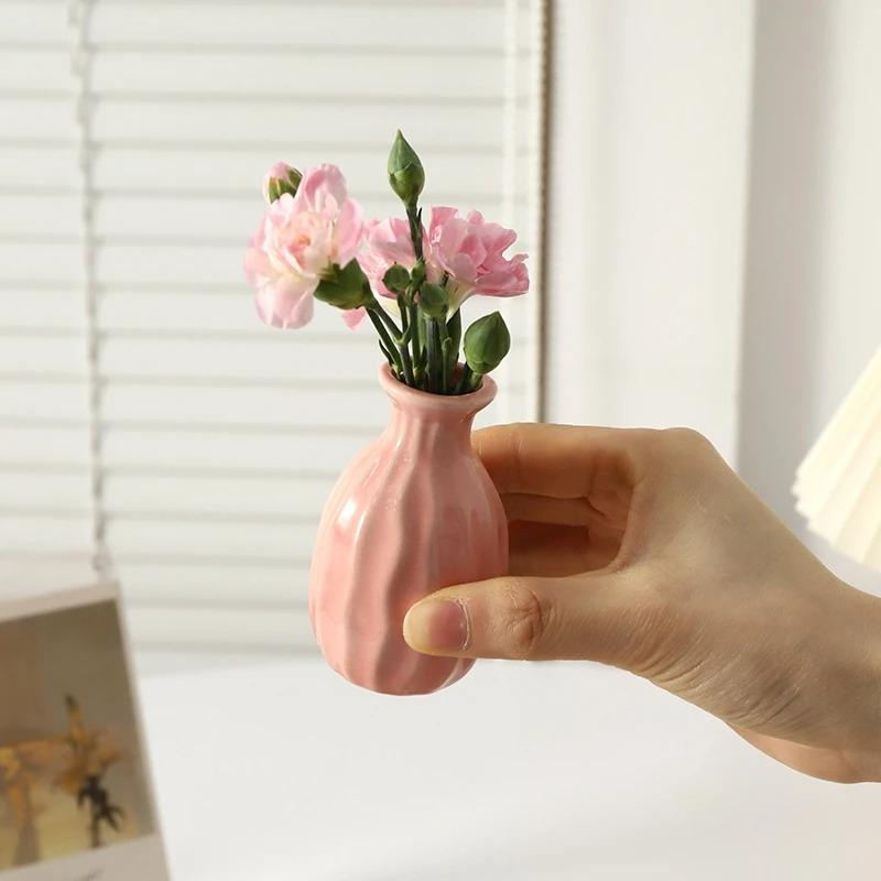 Mini Keramik Blumenvase Ästhetische Hydroponik Pflanzenvasen Blumenarrangement Topf Raumdekor Nordische Heim Schreibtischornament Florero