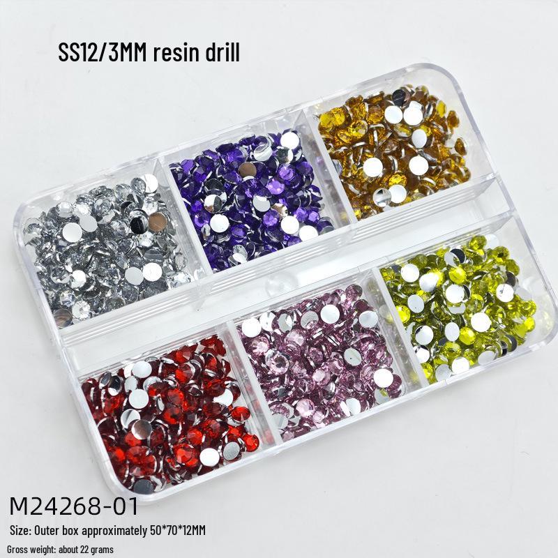 

Коробка с 6 отделениями с нерегулярными стразами из смолы для DIY нейл-арта и ювелирных изделий