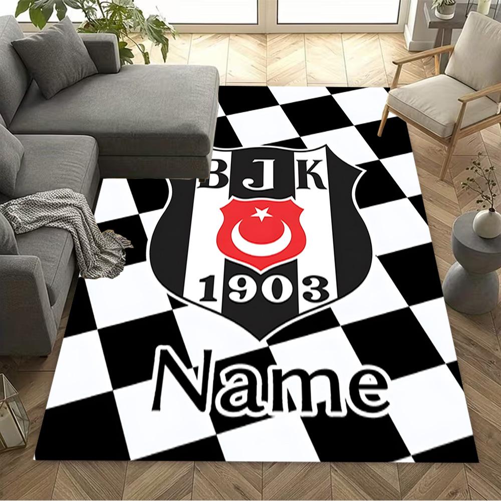 Beşiktaş Crest Emblem Customizable Name Area Rug Suitable for Balcony Bedrooms Playrooms Decorate room Anti-slip Rug Office home decor