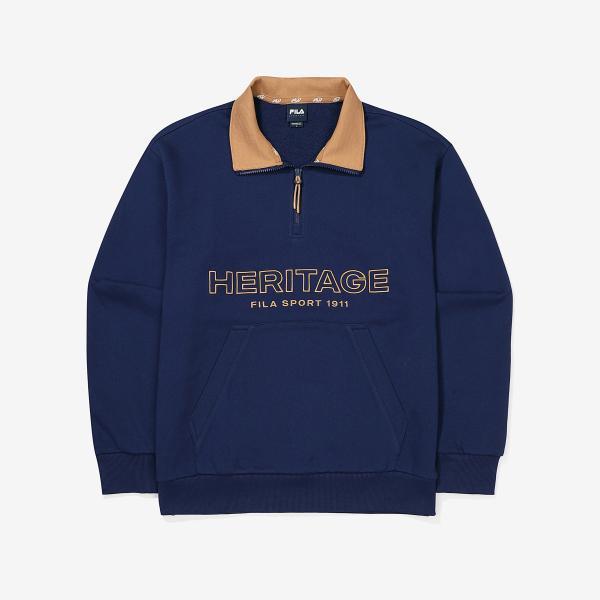 Fila Big Logo Cotton Blend Half Zip Sweatshirt Fs2pof3106x Nay navy/100