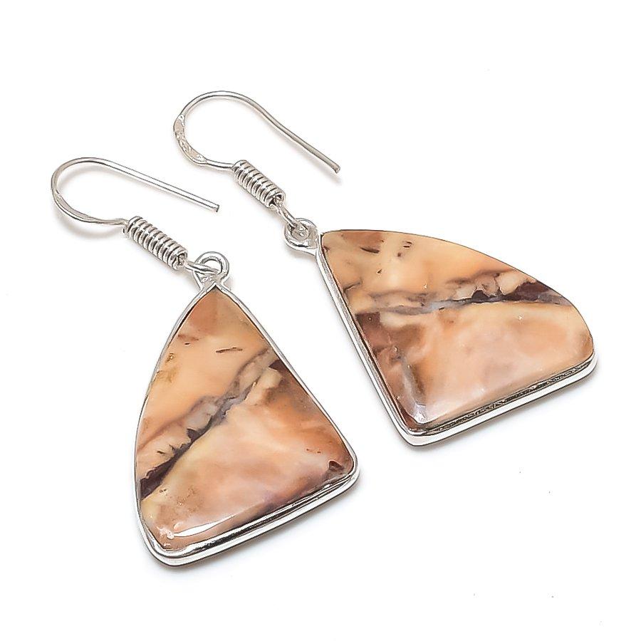 

Natural Cappuccino Jasper 925 Sterling Silver Jewelry Earring 1.77 J3g10