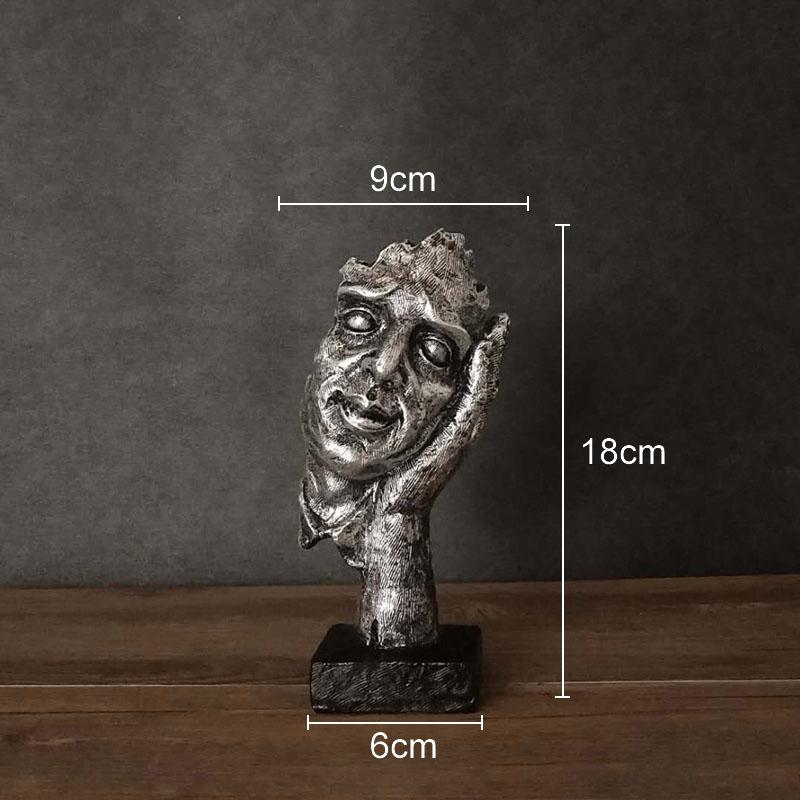 Il Silenzio è Oro Personaggio Retrò Resine Statua Scultura Astratta di Volto Umano Decorazione da Scrivania Arredamento Decorazioni per la Casa Vintage