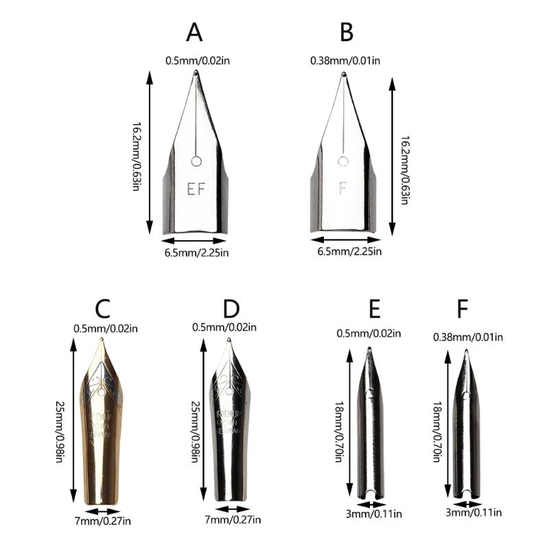 10Pcs Fountain Pen Replacement Nibs Interchangeable Metal Fountain Pen Tip For Copperplate Script Writing and Sketching