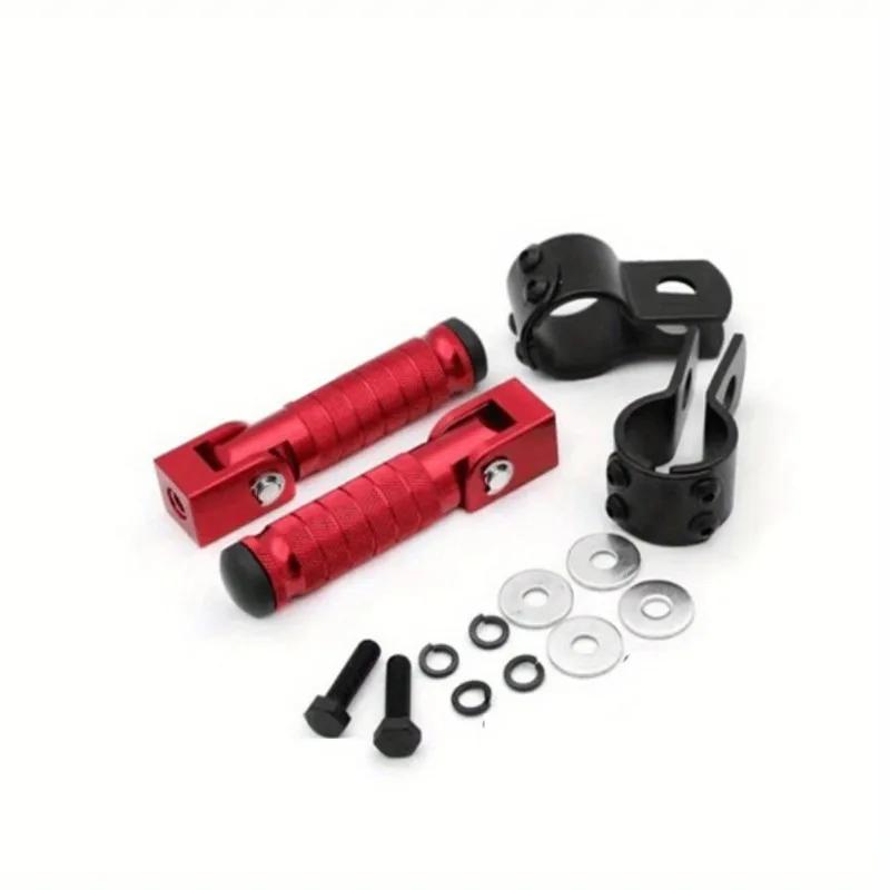 1 Pair Motorcycle Refitted Pedal CNC Aluminum Alloy Folding Pedal Electric Vehicle Safety Guard Bar with Foot Nails.