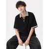 Fake Two-Piece Spliced Polo Shirt Short-Sleeved Men'S Summer Heavy-Duty Design Half-Zip Regular Shoulder Half-Sleeve T-Shirt