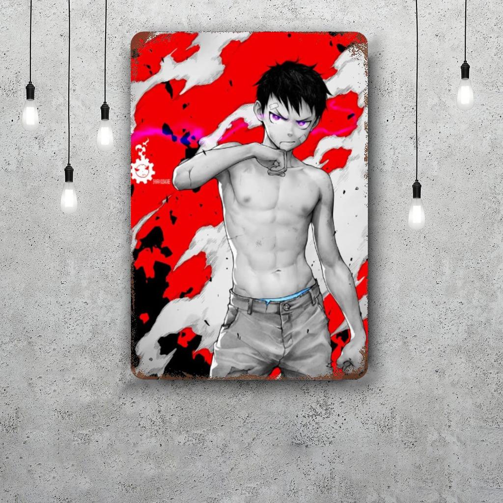 Shinra Kusakabe Cartoon Decor Poster Vintage Tin Sign Metal Sign Decorative Plaque for Pub Bar Man Cave Club Wall Decoration