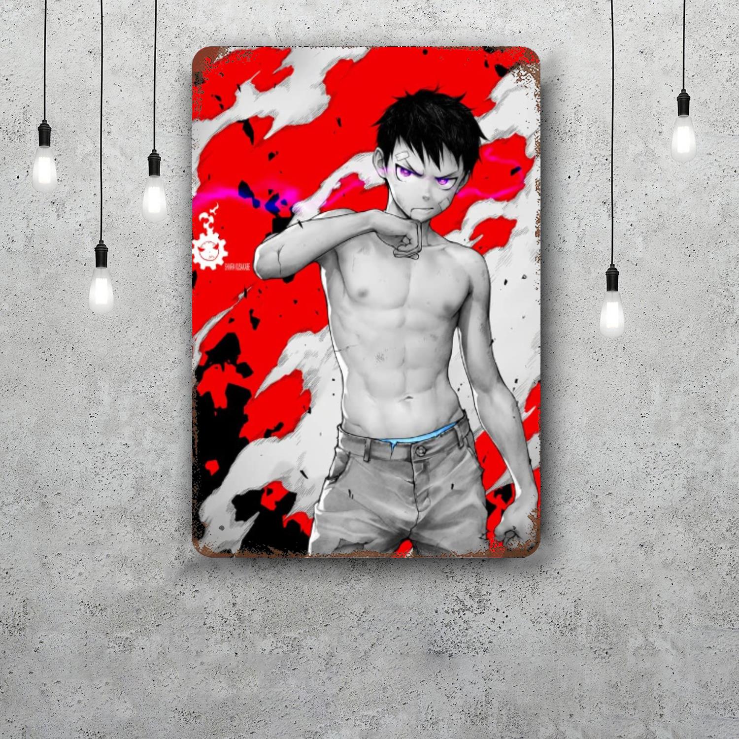 

shinra kusakabe cartoon Decor Poster Vintage Tin Sign Metal Sign Decorative Plaque for Pub Bar Man Cave Club Wall Decoration 20x30cm（7.8x11.8inch）