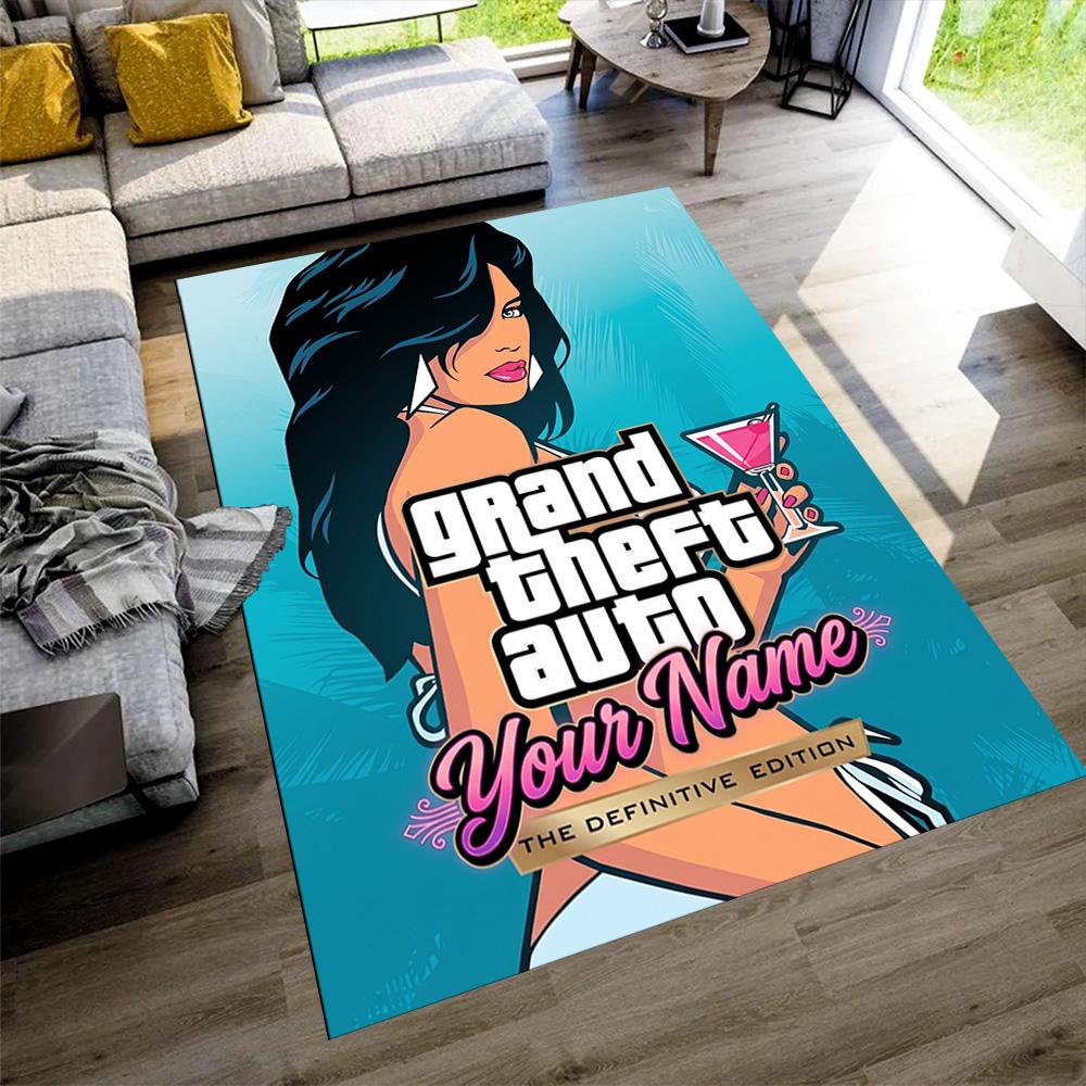 Grand Theft Auto Customize Your Name Area Rug Suitable for Decorate room Game Room Foyer Hallway Antislip Carpet Office home decor Spiritual Gift