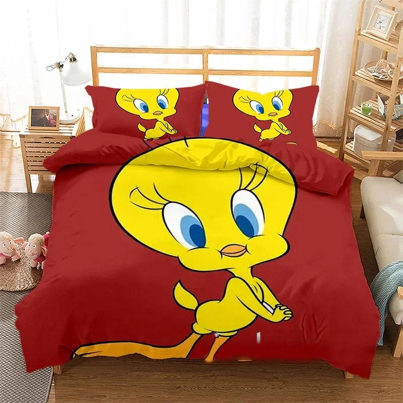 3D-gedrucktes Tweety-Vogel-Bettwäscheset Einzelbett Twin Doppelbett Queen King Cal King Größe Bettwäscheset