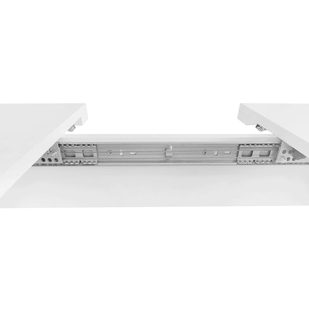Flieks Dining Table Wood, Extendable Dining Room Table with Storage, White