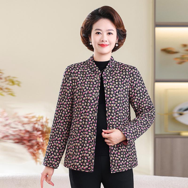 Mom's Lightweight Warm Cotton-Down Jacket for Middle-Aged & Elderly Women - Velvet-Lined Base Layer for Winter