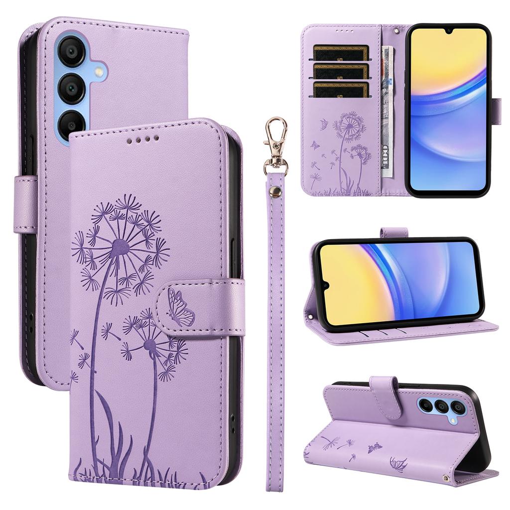 For Samsung Galaxy A15 5G Leather Case Wallet Phone Cover Dandelion Imprint