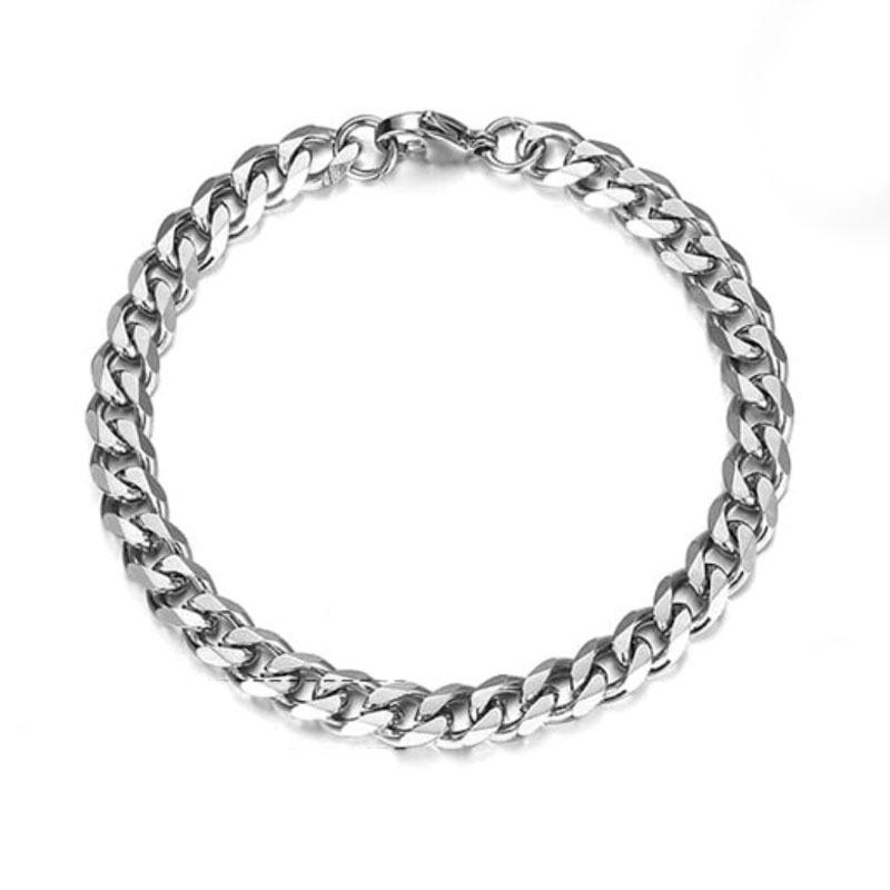 Men's European-American Titanium Steel Cuban Bracelet - Polished Six-Sided Simple Design Trendsetter Jewelry
