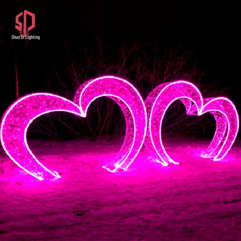 LED Heart Arch Tunnel Corridor Lighting for Cultural Tourism and Decorations