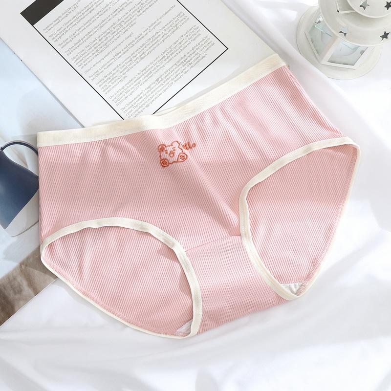 

Нижнее белье из чистого хлопка средней талии дышащие однотонные высокоэластичные женские треугольные трусики XL розовый