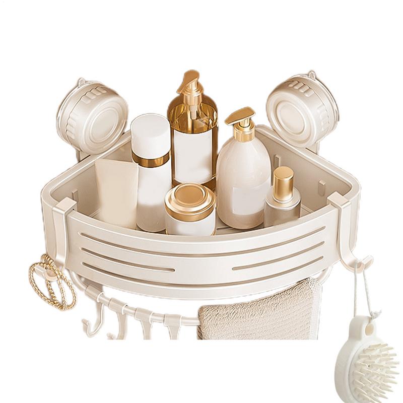 Corner Shower Caddy Suction Cup No-Drilling Removable Shower Caddy Basket Powerful Suction Bathroom Shower Shelf Organizer