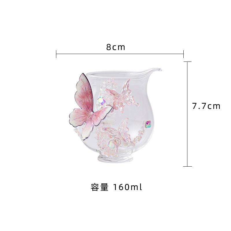 

Exquisite High-end Handmade High Borosilicate Heat-resistant Glass Mug, Creative Butterfly Tea Divider, Household Universal Cup 160ml