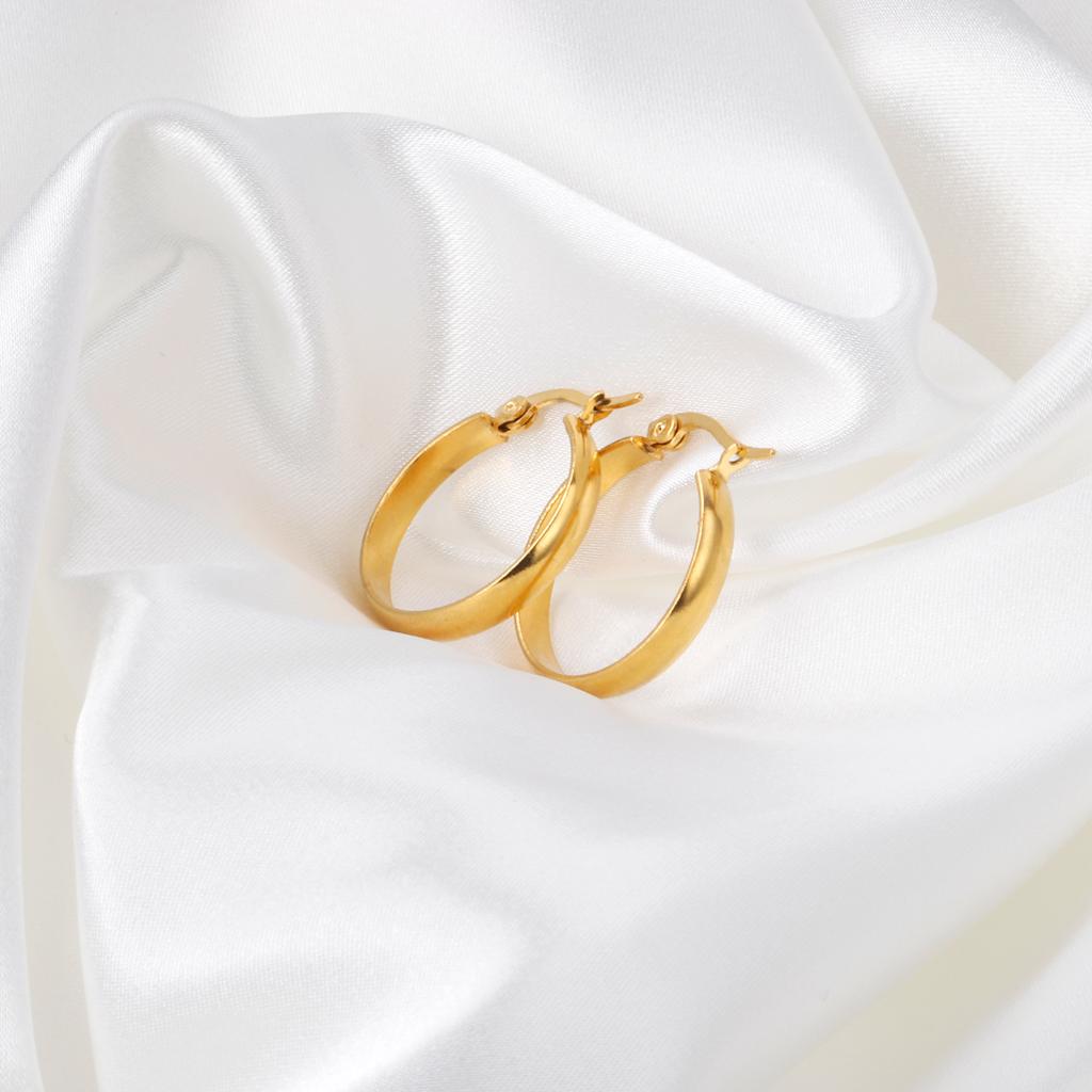 Trendy Hoop Earrings Stainless Steel Gold Plated Round Huggie Earrings For Women Party Jewelry Gifts Accessories