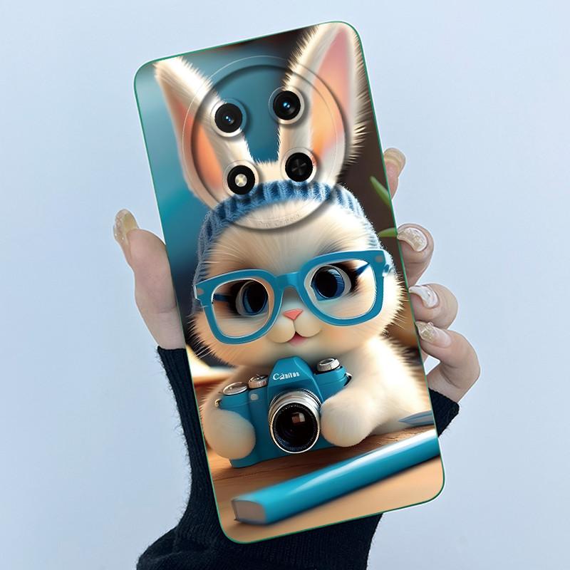 For Honor Magic 7 Lite Case Cute Cartoon Liquid Silicone Camera Lens Protector Phone Cases For Honor Magic7 Lite 5G Back Cover