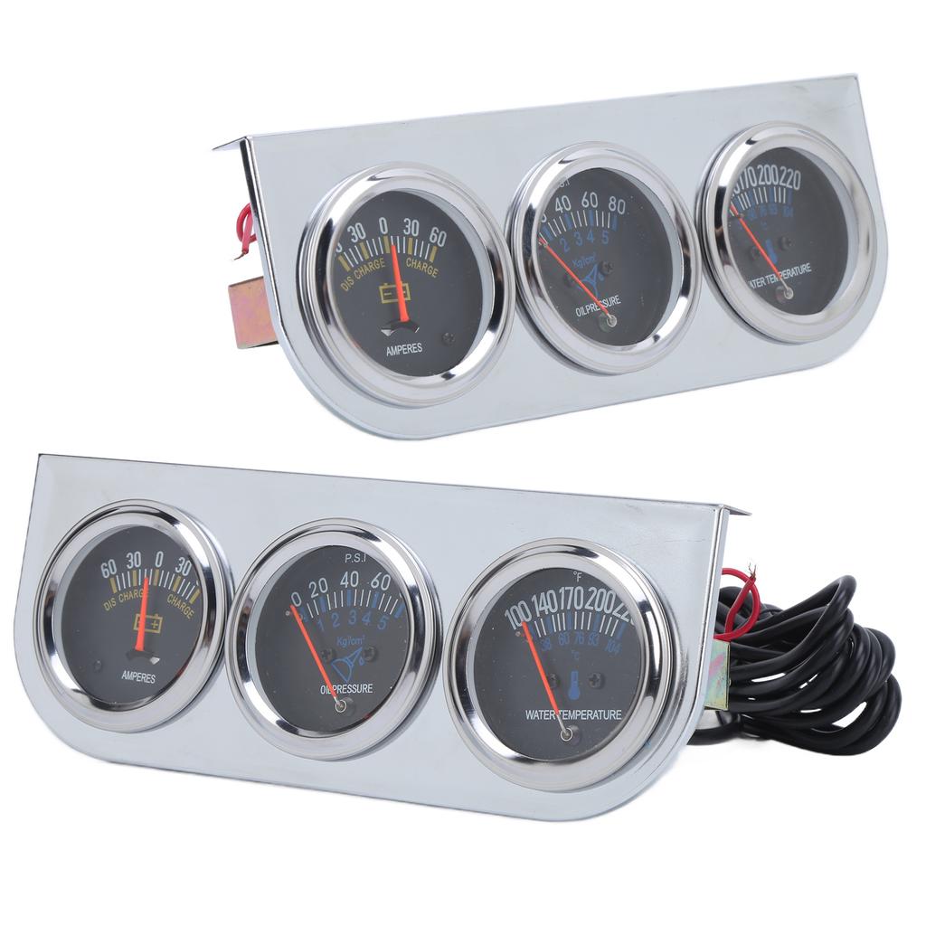 Zestaw 3 wskaźników 52 mmw?Miernik ciśnienia oleju i temperatury wody 1 AMP do pojazdów 12V