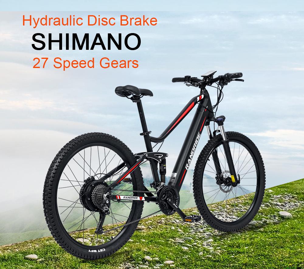 RANDRIDE YS90 27,5 Zoll Elektrofahrrad Mann Vollfederung Mountainbike SHIMANO Hydraulikbremse 48V1000w E-Bike für Erwachsene
