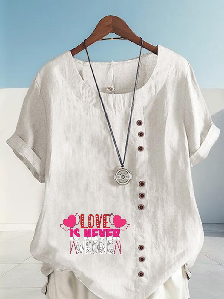 Women's Fashion Letter Printing Shot Sleeve T-shirt Loose Cotton Shirt Casual Loose Summer Blouse Tops Plus Size