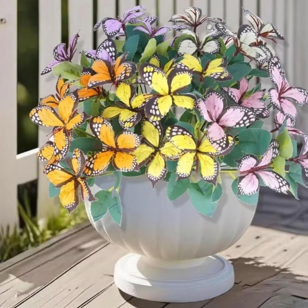 7 Head Artificial Butterfly Flowers Colorful Branches Included Fake Butterfly Bouquet Waterproof Realistic Flower Bouquet