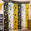 LOLStar New Years Eve Party Supplies 2026, 2 Pack Black Gold Silver Star Pattern New Years Decorations 3.3X6.6 Ft Foil Fringe Curta NYE Backdrop