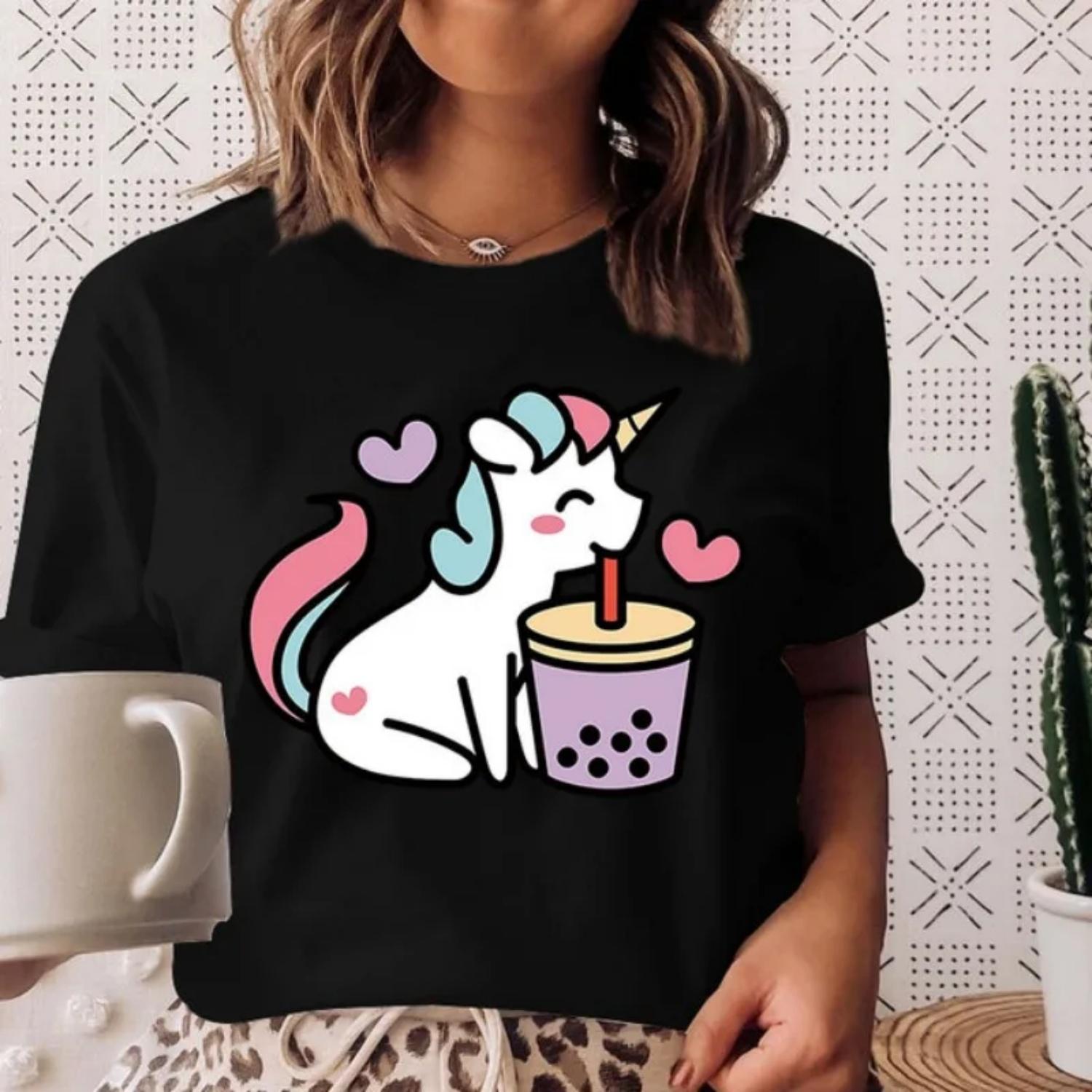 Cute Cartoon Sausage Dog Cute Dog T-shirt Round Neck Women s Cotton T-shirt Women s Short Sleeved Casual T-shirt S чёрный