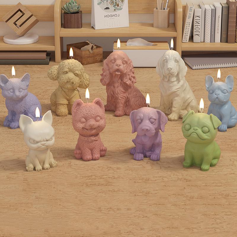Lovely 3D Animal Candle Silicone Mold Pet Dog Diy Aromatherapy Plaster Candle Resin Mold Soap Craft Casting Mold Home Decor
