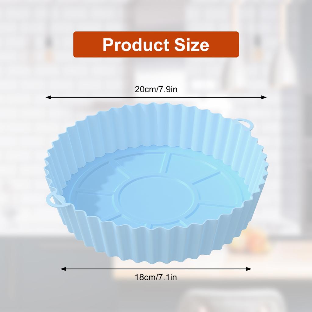 2Pack Silicone Air Fryers Oven Baking Tray Pizza Fried Chicken Airfryer Silicone Basket Reusable Airfryer Pan Liner Accessories