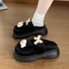 Fashion Cute Cartoon Plush Decoration Indoor Slippers Women 2025 Winter Sweet Bowknot Indoor Slippers Warm Short Plush Bedroom Slides