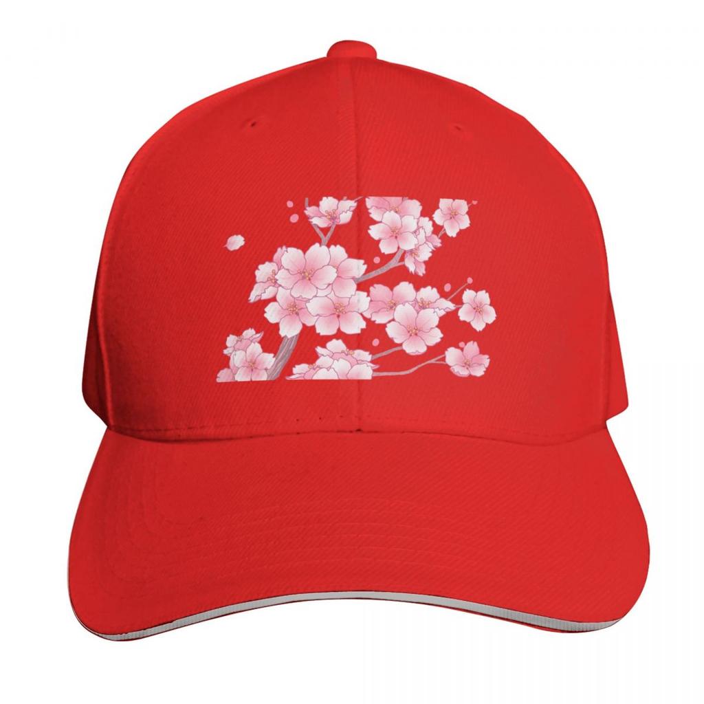 Falling Pink Sakura Cherry Blossom Branches On White Baseball Cap Hat Unisex Luxury Hat Unisex Derby Hat Hats Women Unisexs