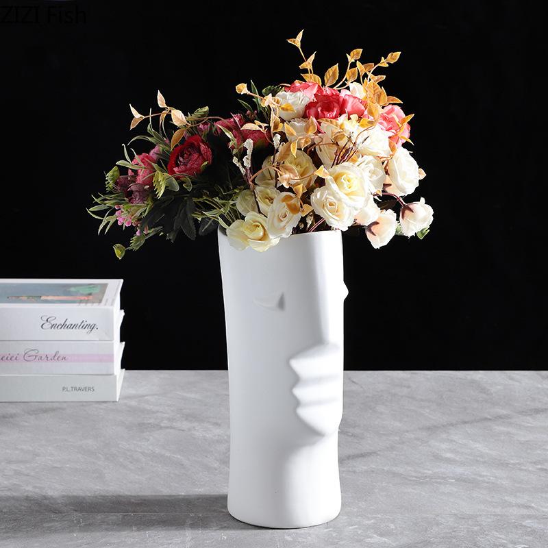 Abstract Human Head Ceramic Vase Plant Pots Table Decoration Flowers Arrangement Floral Vases Modern Home Decor Accessories
