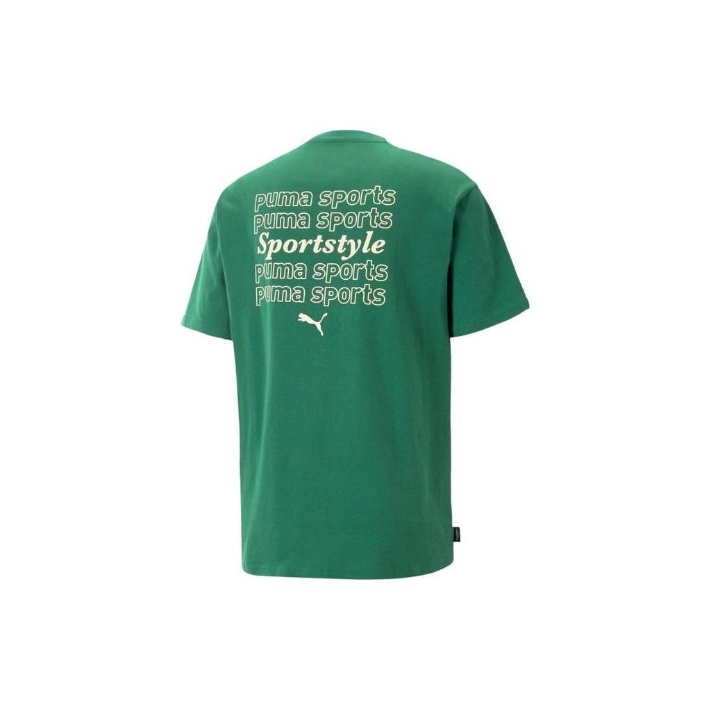 Puma American Retro Letter Print Crew Neck Short Sleeve T-shirt Men Tops Dark-Green 622536-37