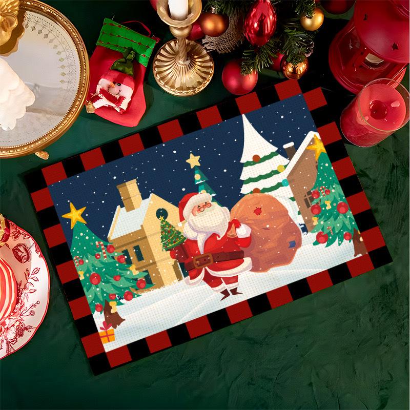 Christmas Table Mats Snowflake Tree Printed Placemats Dining Coffee Tables Decor Holiday Placemats Waterproof Festive Accessories Xmas Table Runner