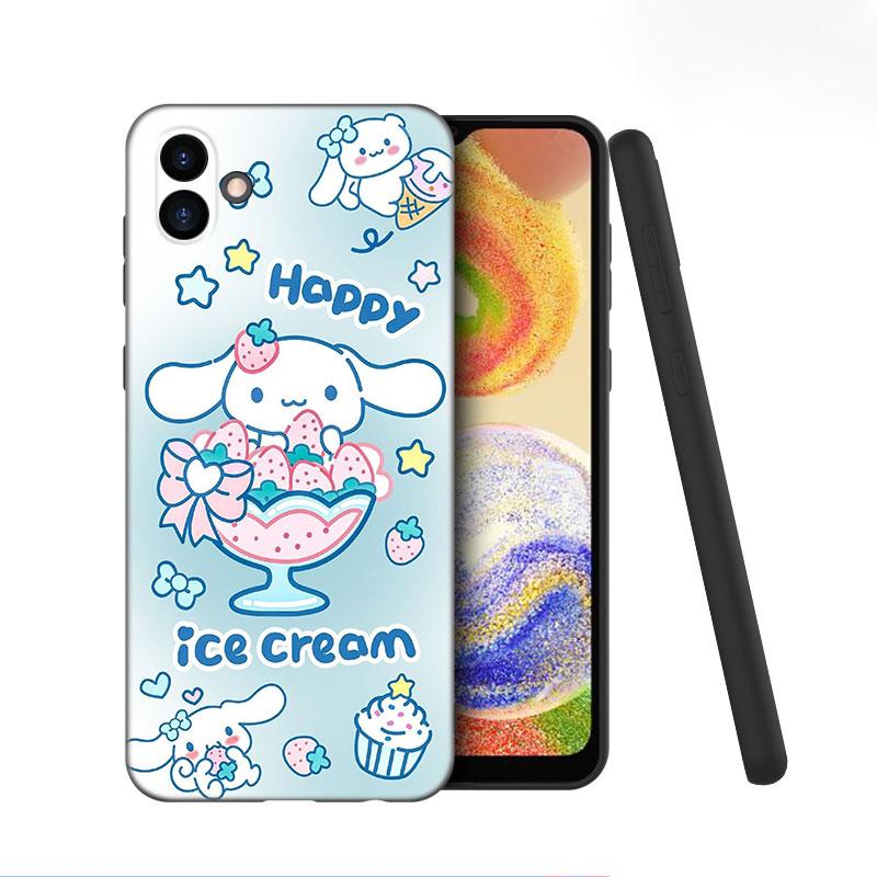 Kawaii Cinnamoroll Black Silicone Phone Case For Samsung Galaxy A01 A03 Core A04 E A02 A05 A10 A20 A21 A30 A50 S A6 A8 Plus A7